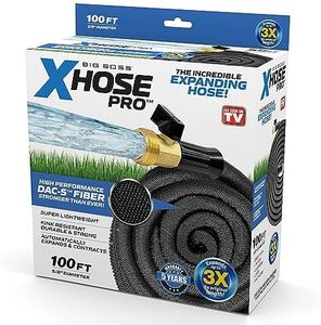 Xhose Pro 75 Foot Expandable Garden Hose -Xhose Original Expandable Hose, Lightweight, Crush Resistant Brass Fittings, Kink Free, Easy to Use & Store, Black (1257)