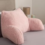 OHS Cuddle Cushion Teddy Pink, Reading Pillows for Bed Super Soft Cosy Pillow with Arms Support Pillows for Sitting up in Bed Teddy Pillow for Adults