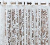 SpangleHomes Long Grommet Curtains Door Curtain Set Of 2|Heavy Tissue Net Floral Semi Transparent Sheer Parda For Home Living/Drawing And Bedroom, 4X9 Feet Long Door, White Net Curtains, Pack Of 2 Pc