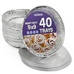 MATANA - 40 Round Aluminium Foil Baking Trays, Perfect for Pastry, Flan, Pie Dishes Cases with Lids (23cm/1000ml)