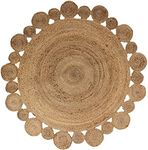 CASAVANI Circle - 7' Round Area Rug Beige Cape Code Natural Jute Mat Geometric Kilim Rug Indoor Outdoor Use Flatweave Rugs for Bedroom Bedside Round Dining Table Mat Hall & Kitchen