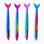 Toyseum 12 x Mermaid Fin Pens, Pretty Party Bag Fillers for Girls Party Bags, Mermaid Toys Gifts and Stationary Pen Sets for Girls, Set of 12 (4 Unique Colours)