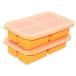 Bangp 1-Cup Silicone Freezer Trays with Lid,2 Pack,Easy-Release Silicone Freezer Containers,Soup Freezer Molds,Freeze and Store Soup,Broth,Sauce,Leftovers - Makes 8 Perfect 1 Cup Portions