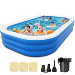 Vantacent89 Family Pool Inflatable with Pump - 136'' x 72'' x 22'' Swimming Lounge Pools for Adults Family