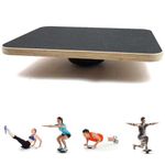 Stanz (TM) Non-Slip Wooden Wobble Balance Board Core Trainer 40 X 30 CM / 16" X 12" Rectangluar with 360 Rotation for Carving Surfing Stability Training, Exercise, Gym, Sport Performance Enhancement, Rehab