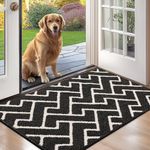 hicorfe Indoor Doormat,Front Back Door Mat Non Slip Rubber Backing,24"x35" Absorbent Resist Dirt Entryway Doormat Inside Floor Mats for Entrance Washable Low-Profile(Charcoal)