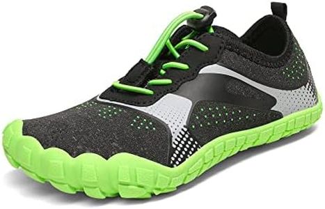 NORTIV 8 Unisex-Child Quick Dry Lightweight Barefoot Outdoor Athletic Water Sports Shoes, Black/Neon/Green - 1 Little Kid (Aqua-k1)