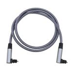 SING F LTD Double 90 Degree Right Angle Optical Audio Cable 360 Degree Free-Rotating Plug Toslink Cable Nylon Braided Digital Audio Optical Fiber Male to Male Cable 1M