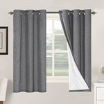 H.VERSAILTEX Primitive Linen Curtains 100% Blackout Curtain Drapes Burlap Fabric Curtains with White Thermal Insulated Liner, Grommet Top Curtains Living Room/Bedroom (2 Panels, 42 x 63 Inch, Grey)