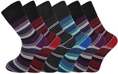 6 Pairs Non Elastic Diabetic Mens Socks Easy Grip Loose Soft Top Rich Cotton Sock One Size UK 6-11