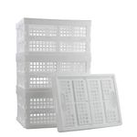 Asking Set of 4 Plastic Collapsible Storage Basket, 15 L Stacking Folding Storage Crate, White