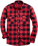 siliteelon Flannel Shirt Men Cotton Red Black Checked Shirt Men's Long Sleeve Regular fit Casual Plaid Shirt Lumberjack