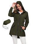 Hiking Waterproof Jacket Women Lightweight Hooded Rain Jacket Windbreaker Travel Green Xl