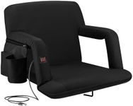 Alpcour Heating Massage Stadium Seat – Deluxe Reclining Bleacher Chair with Back & Arm Support – Built-in Heater and Massager - Extra Thick, Lightweight and Waterproof with Detachable Pockets