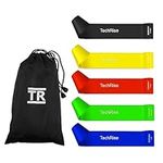 TechRise Exercise Bands, Resistance Loop Bands, Set of 5 Level Natural Latex Fitness Bands for Leg Thigh Home Gym Workout Physical Therapy, E-Guide, Pilates, Yoga, Rehab, Improve Mobility and Strength