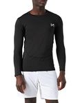 MEETYOO Men's MenÂ’s Compression Base Layer Top Long Sleeve T-shirt Sports Gear Fitness Tights for Running Gy Shirt, Black, XL UK