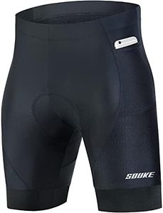 SOUKE Men's Cycling Shorts Padded 4D Bike Biking Half Pants Bicycle Riding Quick-Dry Tights with Pocket Black