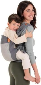 Beco Toddler Kindertrage mit extra breitem Sitz - Kindertragerucksack aus 100% Baumwolle, 2 Tragepositionen, Kindertrage Bauch/Kindertrage Rücken, Kindertrage Wandern, 9-27 kg (Dunkelgrau)