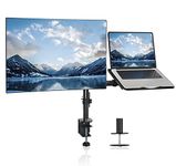 Suptek Full Motion Computer Monitor and Laptop Riser Desk Mount Stand, Height Adjustable (400mm), Fits 13-27" Screen and up to 17" Notebooks, VESA 75/100, up to 22lbs for Each (MD6432TP004)