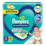 Pampers All round Protection Pants, Small size baby Diapers, (S) 30 Count Lotion with Aloe Vera