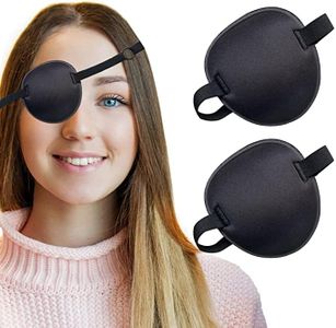 2Pcs Eye Patch Single Eye Patch Pirate Eye Patch,Elastic Eye Patch Lazy Eye Patch,Adjustable Elastic Lazy Eye Patch Silk Pirate Eye Patch Mask Black Single Eye Mask with Adjustable Buckle