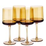 Navaris Amber Tinted Wine Glasses - Set of 4 - Coloured Wine Glasses with Stems - Stylish Design Glassware for Serving Wine, Cocktails, Dessert