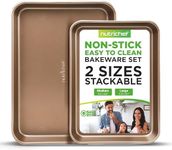 NutriChef, Baking Sheet, Cookie Sheet, Baking Sheets for Oven, Nonstick Baking Tray, Oven Pan, Oven Tray, Bakeware Set, Professional Quality for Baking and Cooking, Baking Pan Set, med and Large, 2pc.