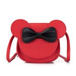 Bolley Joss Crossbody Purse Bowknot Shoulder Bag Handbag Little Girl's Cute Purse with Cartoon Mouse Ears, Red, One Size