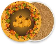 Thanksgiving Drink Coaster,Pumpkin Maple Leave Round Drinks Coaster Set, Great Gifts Warming Presents Decor for Christimas Thanksgiving