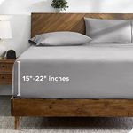 Bare Home Queen Fitted Sheet - Extra Deep Pocket Fitted Sheet - Premium 1800 Microfiber - Ultra-Soft Wrinkle Free - Queen Deep Pocket Fitted Bottom Sheets (Queen - 22 inch Pocket, Light Grey)