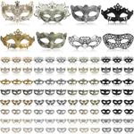 Hotop 96 Pcs Couple Masquerade Mask Venetian Mardi Gras Mask Halloween Carnival Mask for Adults Costume Ball Party Cosplay, Retro Color, Medium