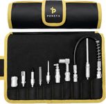 PONEYA 9 PCS Grease Gun Couplers, Quick Connect Greasing Accessory Kit with Grease Gun Tips 12" Flex Hose & Roll Up Case, Perfect for Quick Release Grease Couplers to Reach Any Grease Fitting