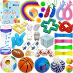 41 Pcs Sensory Fidget Toys Pack, Stress and Anxiety Relief Tools Bundle Figetget Toys Set for Kids Adults, School Classroom Rewards Carnival Party Treasure Box Prizes,Pinata Goodie Bag Fillers