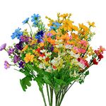 Zhujiehigh 6 Pcs Artificial Flowers, Decorative Artificial Silk Flowers, Faux Fake Daisy Wildflowers, Greenery Shrubs Bushes Flowers Plants Bouquets for Indoor Outdoor, Home Decorations