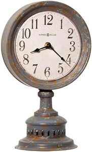 Howard Miller Ardie Mantel Clock – Black Aged Metal Frame, Arabic Numerals, Convex Glass Crystal, Battery-Powered Quartz Movement