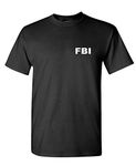 The Goozler FBI - Quantico Duty Bureau Investigation - Mens Cotton T-Shirt Federal, Black, Small