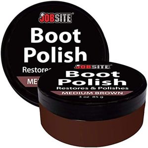 JobSite Premium Leather Boot & Shoe Polish Cream - Restores, Conditions & Polishes - Medium Brown - 3 oz