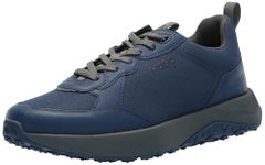 HUGO Men's Logo Tape Canvas Mix Sneaker, Blueberry Blue, 10 UK