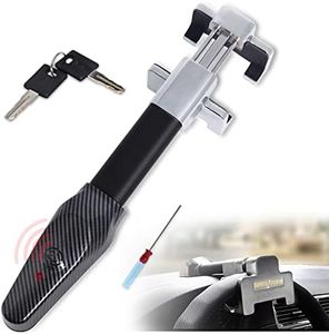Hoqqf Steering Wheel Lock with Alarm,Heavy-Duty Anti-Theft Security Device for Cars Trucks & SUVs,Includes 2 Keys (Black)