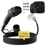 dé Type 2 Charging Cable Open End 22 kW [3-Phase, 7.5 m, 32 A] Free Cable End for Wallbox/Charging Station Replacement Cable