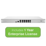Cisco Meraki MX84 Security Appliance Bundle, 500Mbps FW, 10xGbE & 2xGbE SFP Ports with 1 Year Enterprise License