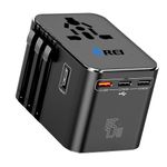 OREI 45Watt Universal Charger Adapter | 3X USBC 2XUSB A - 6-in-1 International Travel Adapter | Universal Travel Adapter Compatible 150+ Countries | Type C, A, G, I Compatible