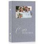 Lanpn Photo Albums 4x6 300 Pockets Slip in, OURMEMORIES Linen Hardcover Window Photo Book Photobook Holds 300 horizontal Photos (Grey)