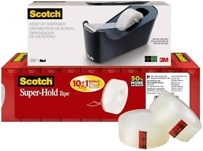 Scotch Tape Dispenser Value Pack with Scotch Super-Hold Tape, Black Dispenser, 1 in Core, 11 packs (700K10C18BLK)