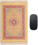 Velvet Rug Mouse Pad | Bohemian Style Design Woven Rug Mousepad Carpet Mouse Pads for Office Decor | Desk Mouse Mat 8.6" x 11.8" Small Mouse Protector (Yellow)