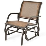 Safstar Outdoor Patio Glider Chair, Porch Glider Swing with Breathable Mesh Fabric and Sturdy Steel Frame, Load Capacity 330LBS, Single Glider Chair for Outside Lawn Porch Balcony Poolside (Brown)