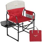 SunnyFeel Camping Director Chair Padded, Portable Folding Chair with Side Table and Storage Pouches, Compact Heavy Duty for Adults Outdoor (Red)