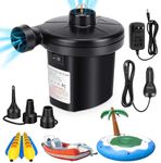 Jouhin Electric Air Pump for Inflatables Air Mattress Pump with 3 Nozzles Portable Quick-Fill Air Pump 110V AC/12V DC Inflator/Deflator for Air Beds Swimming Ring Inflatable Pool Toys