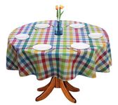 Oasis Home Collection Cotton YD Round Table Cloth - Multicolor Check - 6 Seater