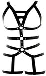 Womens Elastic Body Lingerie Harness Set Strappy Caged Garter Belts for Stockings Plus Size (ChoiceN65)